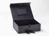 Black A4 Deep Gift Box with Changeable Ribbon and Black Photo Frame Affixed to Inside Lid