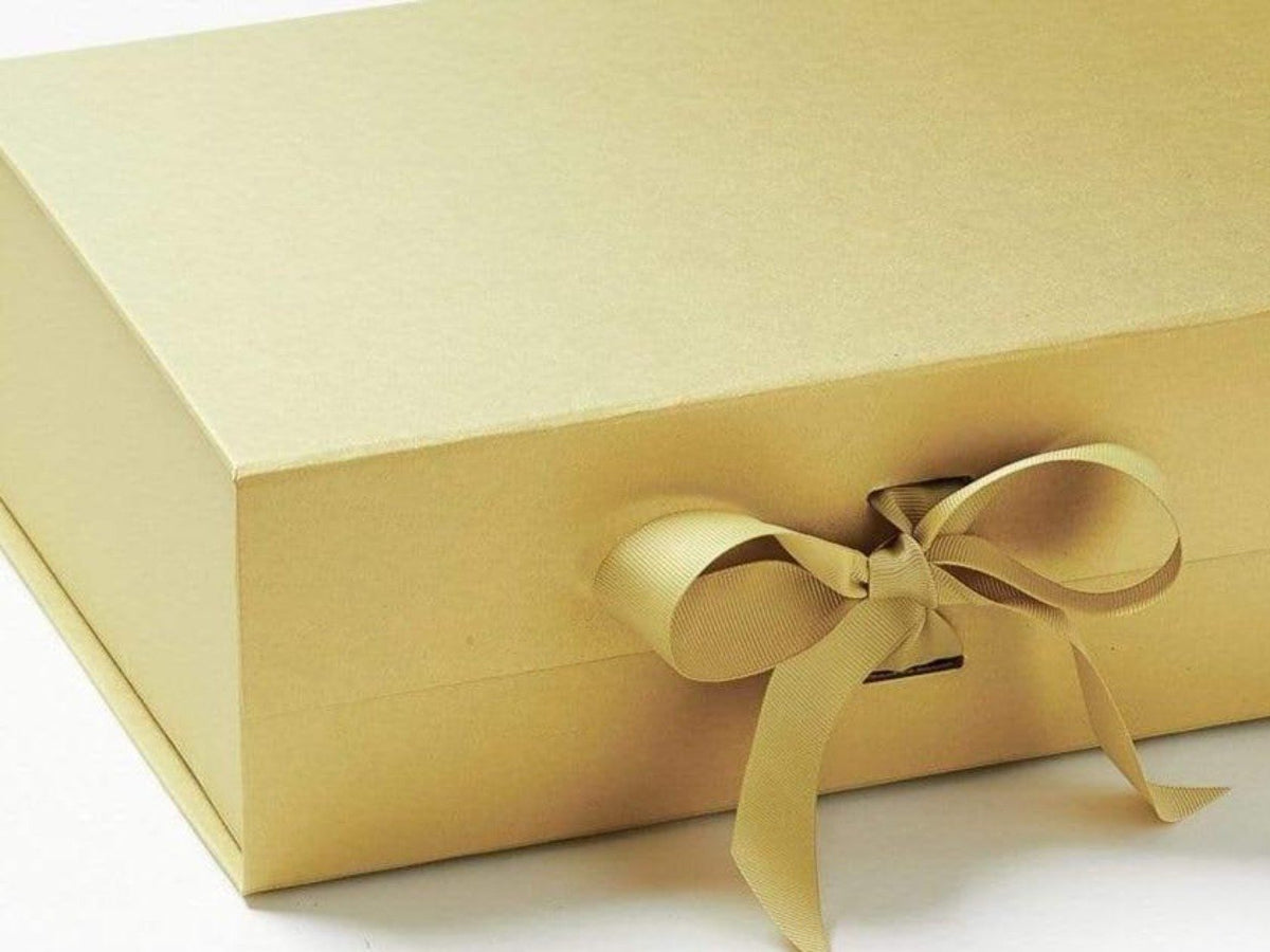 Gold  A4 Deep Gift Box Sample Ribbon Detail