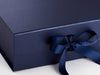 Navy Blue A4 Deep Folding Gift Box Sample Ribbon Detail