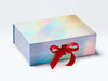Rainbow A4 Deep Gift Box Featuring Bright Red Ribbon