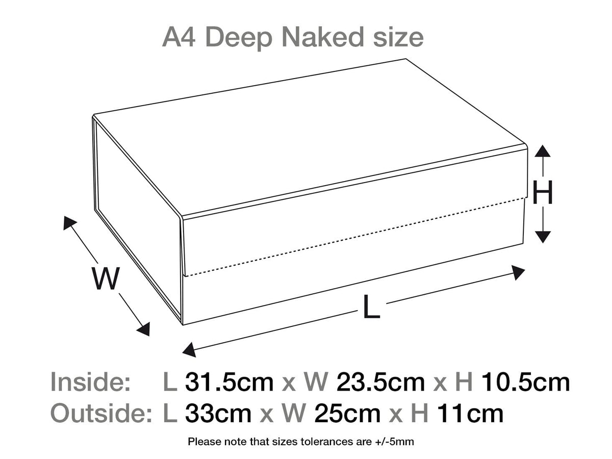 Naked Grey Gift Box® Assembled Size Line Drawing