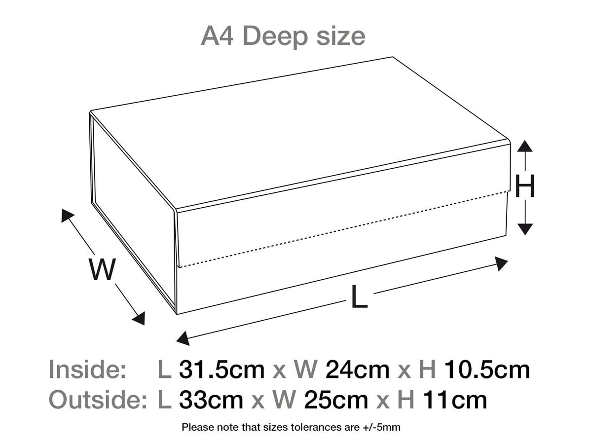 heks Tot stand brengen Wierook Silver A4 Deep Luxury Folding Gift Box with Changeable Ribbon - FoldaBox USA
