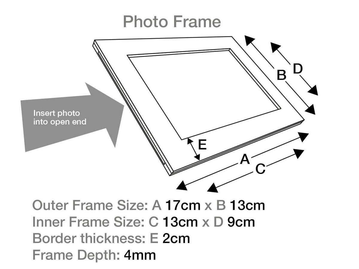 Grey Linen Photo Frame Size Line Drawing