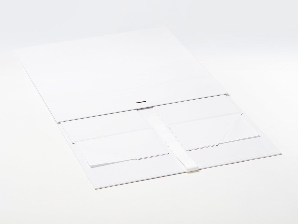 White A3 Deep Gift Box Supplied Flat with Ribbon