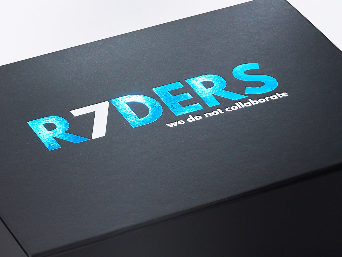 Black Folding Gift Box with Custom Printed 2 Color Foil Logo