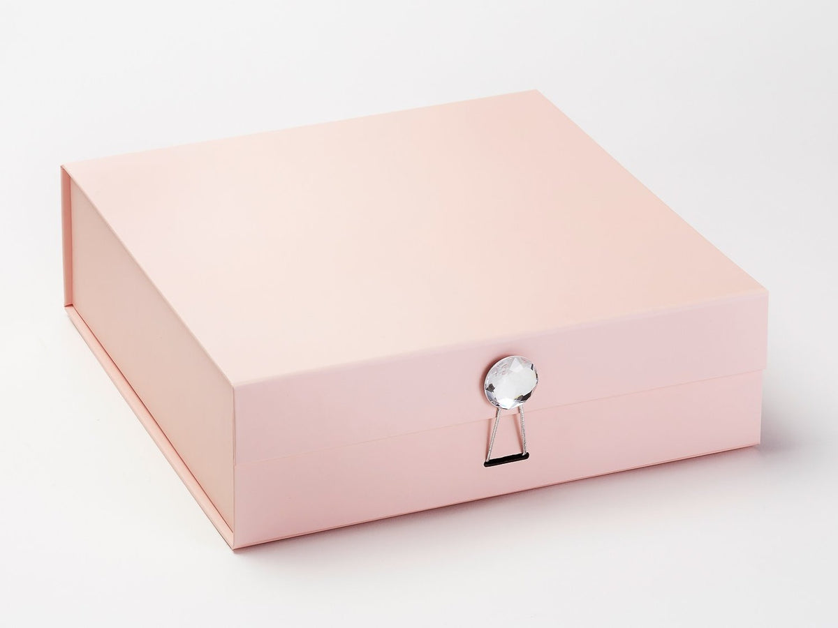 Diamond Gemstone Gift Box Closure on Pale Pink Large Gift Box