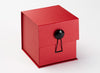 Black Diamond Gemstone Gift Box Closure Featured on Large Red Cube Gift Box