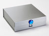 Tanzanite Gemstone Gift Box Closure Featured on Medium Silver Folding Gift Box