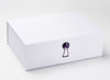 Amethyst Gemstone Gift Box Closure Featured on White A4 Deep Gift Box
