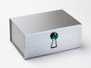 Emerald Gemstone Gift Box Closure Featured on Silver A5 Deep Slot Gift Box