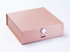 Rose Quartz Gemstone Gift Box Closure Featured on Medium Rose Gold Gift Box
