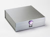 Silver Gift Box Featuring Purple Sapphire Gemstone Decorative Closure