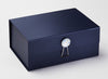 Rainbow Crystal Gemstone Gift Box Closure Featured on Navy Blue A5 Deep Gift Box