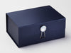 A5 Deep Navy Blue Gift Box Featuring Rainbow Crystal Decorative Closure