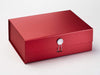 Red A4 Deep Gift Box Featuring Rainbow Crystal Gemstone Closure