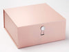 Rose Gold XL Deep Gift Box Featuring Rainbow Crystal Decorative Closure