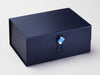 Navy Blue A5 Deep Gift Box Featuring Sapphire Decorative Gemstone Closure