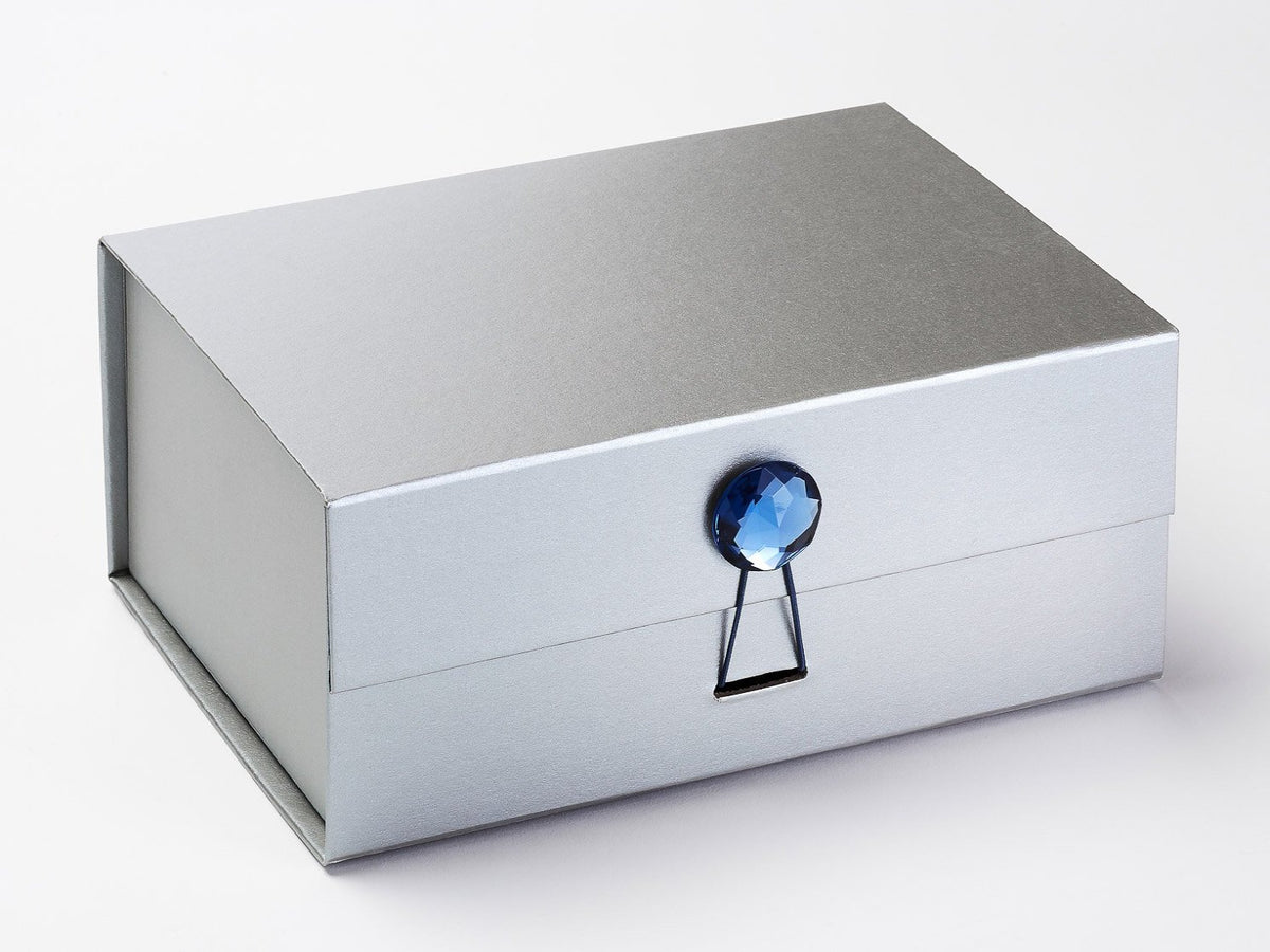 Sapphire Gemstone Gift Box Closure on Silver A5 Deep Slot Gift Box