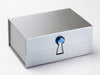 Silver Gift Box Featuring Sapphire Decorative Gemstone Closure