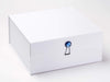 White XL Deep Gift Box Featured with Sapphire Gemstone Closure