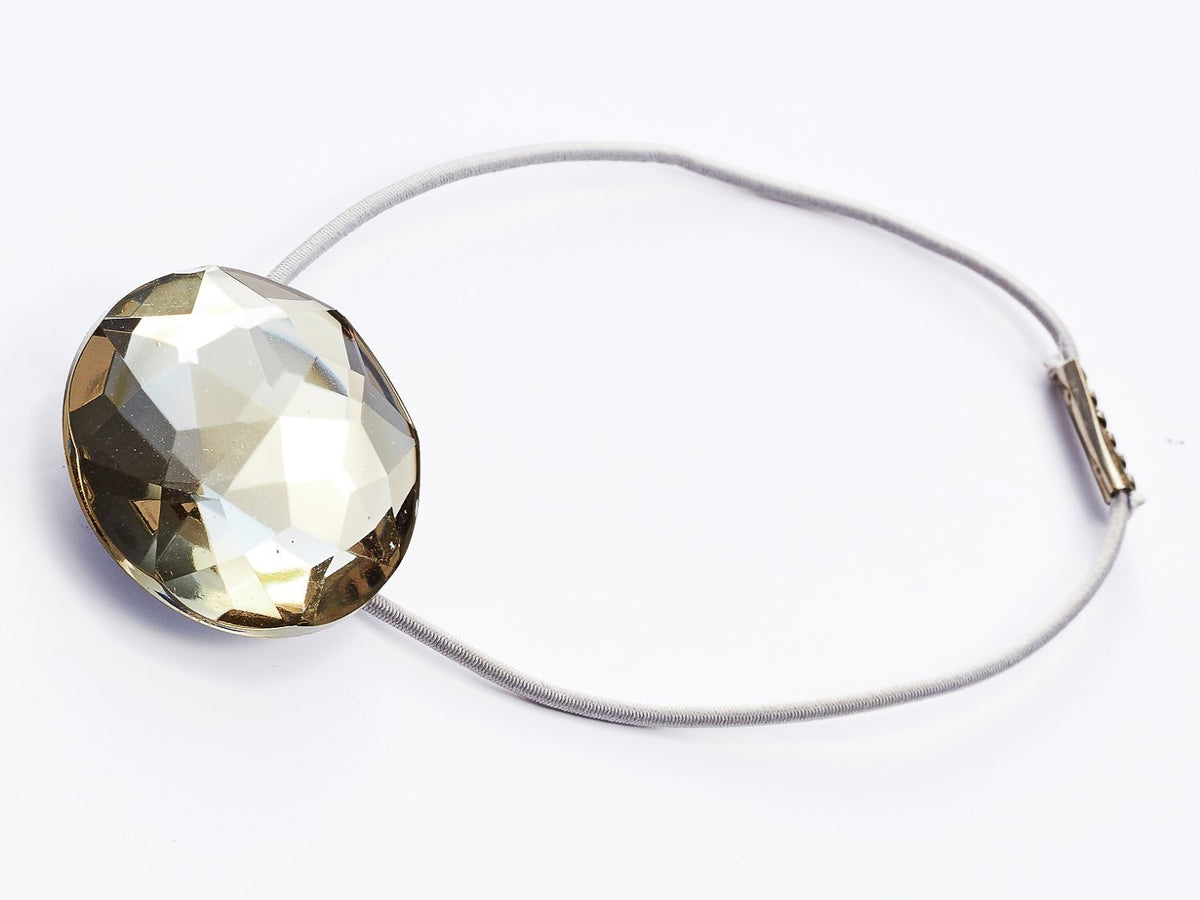 Smokey Quartz Gemstone Gift Box Closure with Grey Elastic