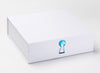 Blue Zircon Gemstone Gift Box Closure Featured on Large White Gift Box