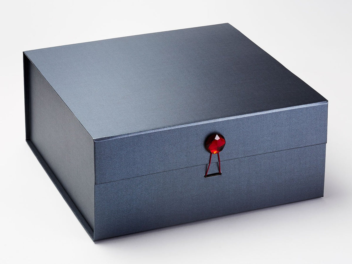 Red Gemstone Decorative Closure on Pewter XL Deep Gift Box