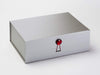 Silver A4 Deep Gift Box Featuring Ruby Gemstone Closure