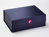 Navy Blue A4 Deep Gift Box Featuring Pink Spinel Gemstone Closure