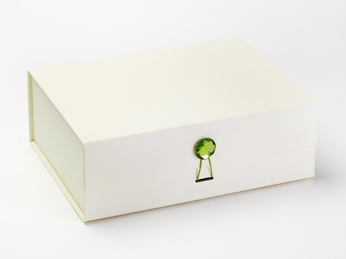 Peridot Gemstone Closure on Ivory A4 Deep Slot Gift Box