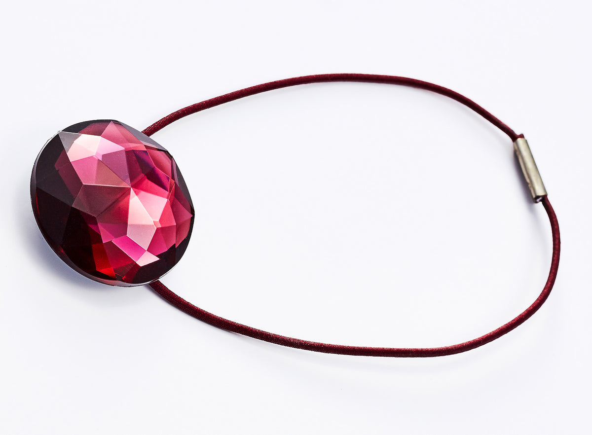 Garnet Gemstone  Gift Box Closure with Red Elastic