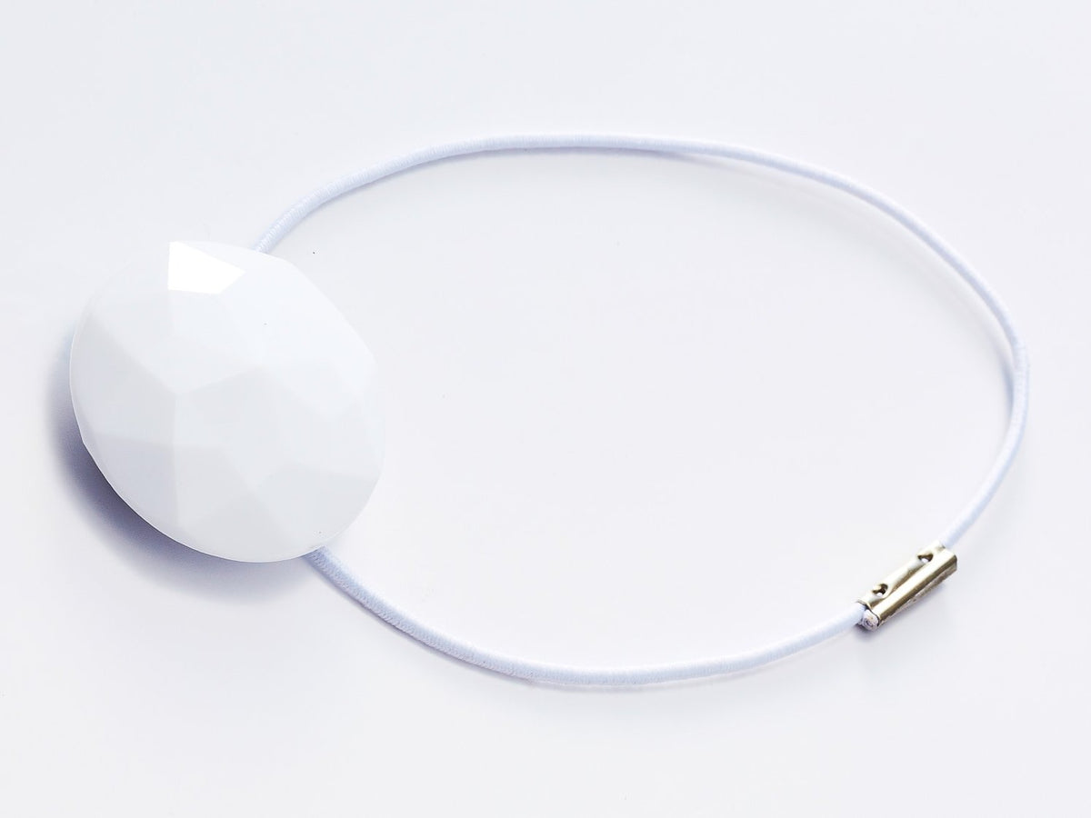 White Facet Gift Box Closure with White Elastic
