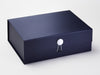White Facet Dome Decorative Closure Featured on Navy Blue A4 Deep Gift Box