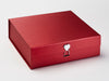 Red Gift Box Featuring Diamond Heart Gemstone Decorative Closure