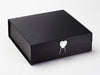Diamond Heart Gemstone Gift Box Closure featured on Black Medium Gift Box