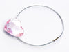 Rose Quartz Heart Gemstone Gift Box Closure with Silver Elastic Loop