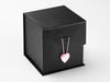 Rose Quartz Heart Gemstone Gift Box Closure Featured on Black Large Cube Gift Box