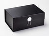 White Gloss Dome Decorative Gift Box Closure Featured on Black A5 Deep