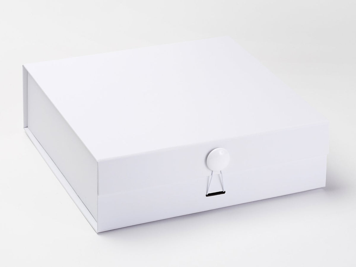 White Gloss Dome Decorative Gift Box Closure Featured on White Large Gift Box