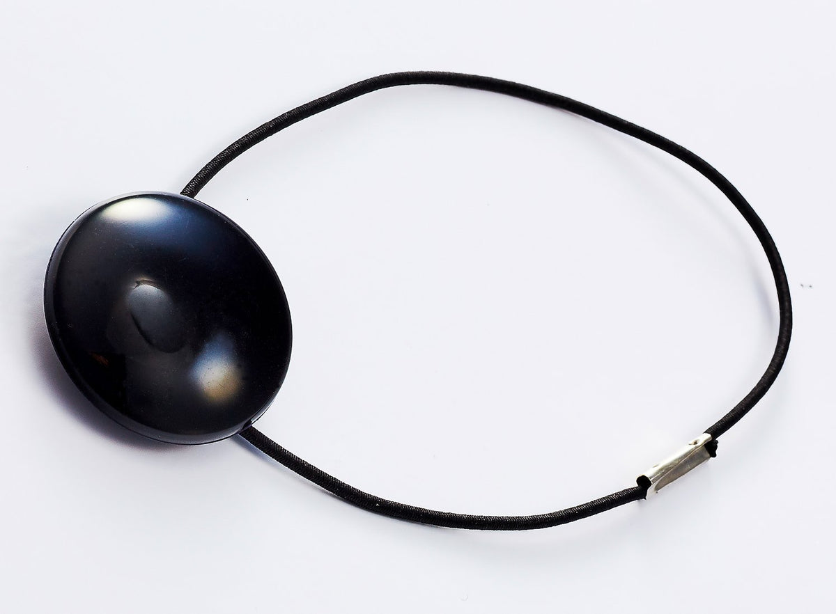 Black Gloss Dome Gift Box Closure with Black Elastic