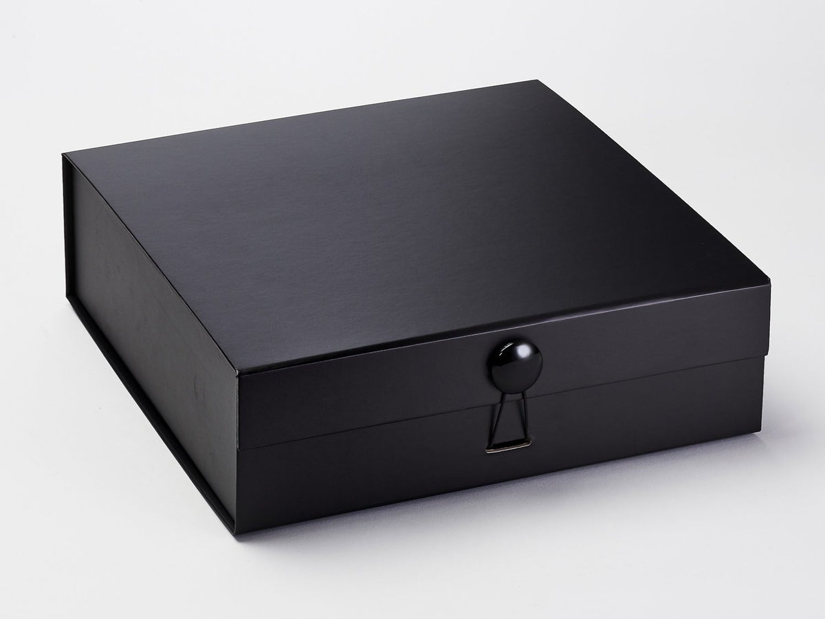 Black Gift Box Featuring Black Gloss Dome Decorative Closure
