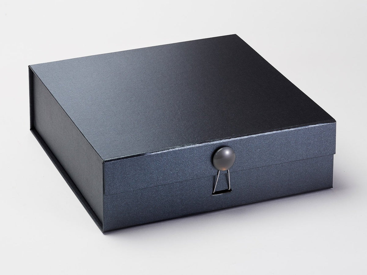 Gray Opal Dome Decorative Gift Box Closure Featured on Pewter Large Gift Box