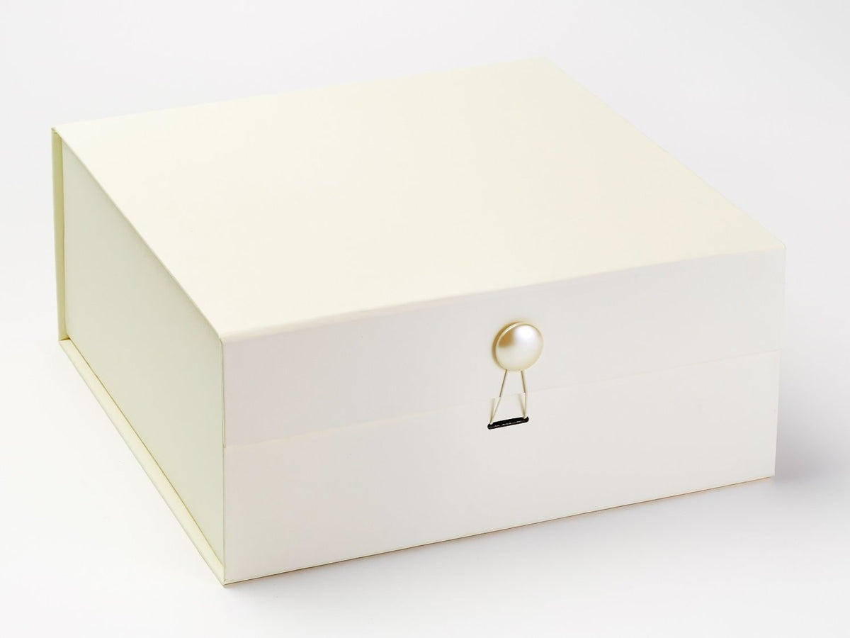 Pearl Dome Gift Box Closure on Ivory XL Deep Gift Box