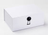Matt Black Smooth Dome Decorative Gift Box Closure Featured on White A5 Deep