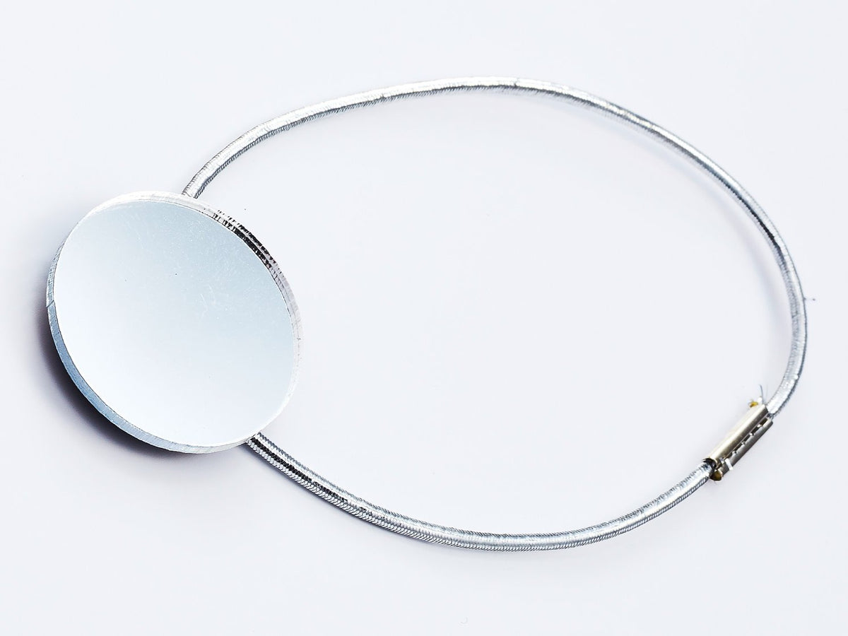 Mirror Disc Gift Box Closure with Silver Elastic