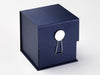 Mirror Disc Decorative Gift Box Closure Featured on Large Navy Cube