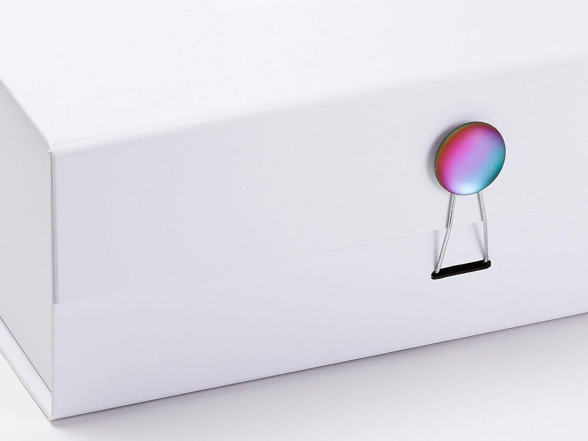 White Gift  Box Featuring Rainbow Moonstone Decorative Closure