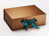 Copper Folding Gift Box Featured with Misty Turquoise Ribbon