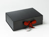 Black A4 Deep Folding Gift Box Featured with Dark Red Ribbon