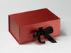 Red A5 Deep Gift Box with Slots and Black Ribbon from Foldabox
